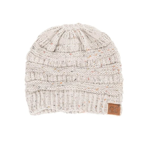 CC C.C Ivory Color Confetti Cable Knit Beanie Hat - Picture 1 of 2